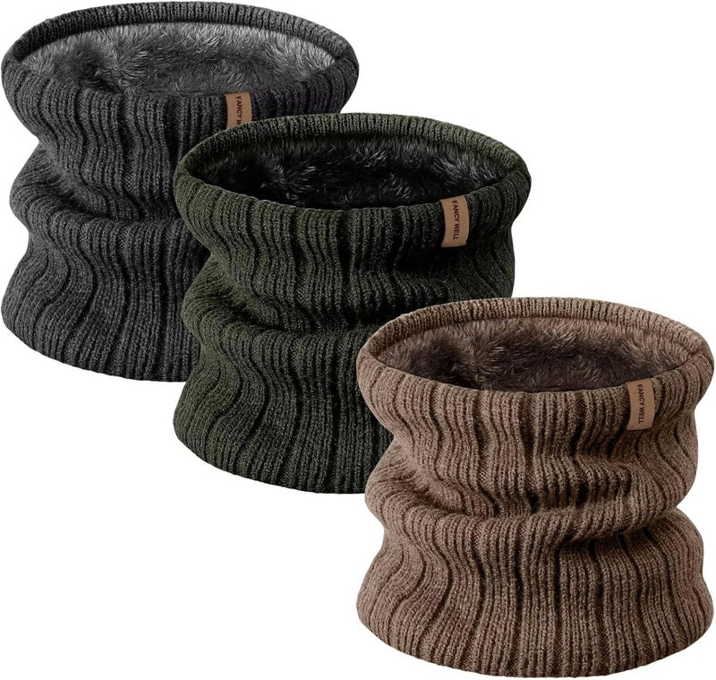 FANCY WELL Winter Neck Gaiter for Men – 3 Pack Ski Neck Warmer, Fleece Face Mask Cover, Cold Weather Neck, Neck Warmers - Image 1